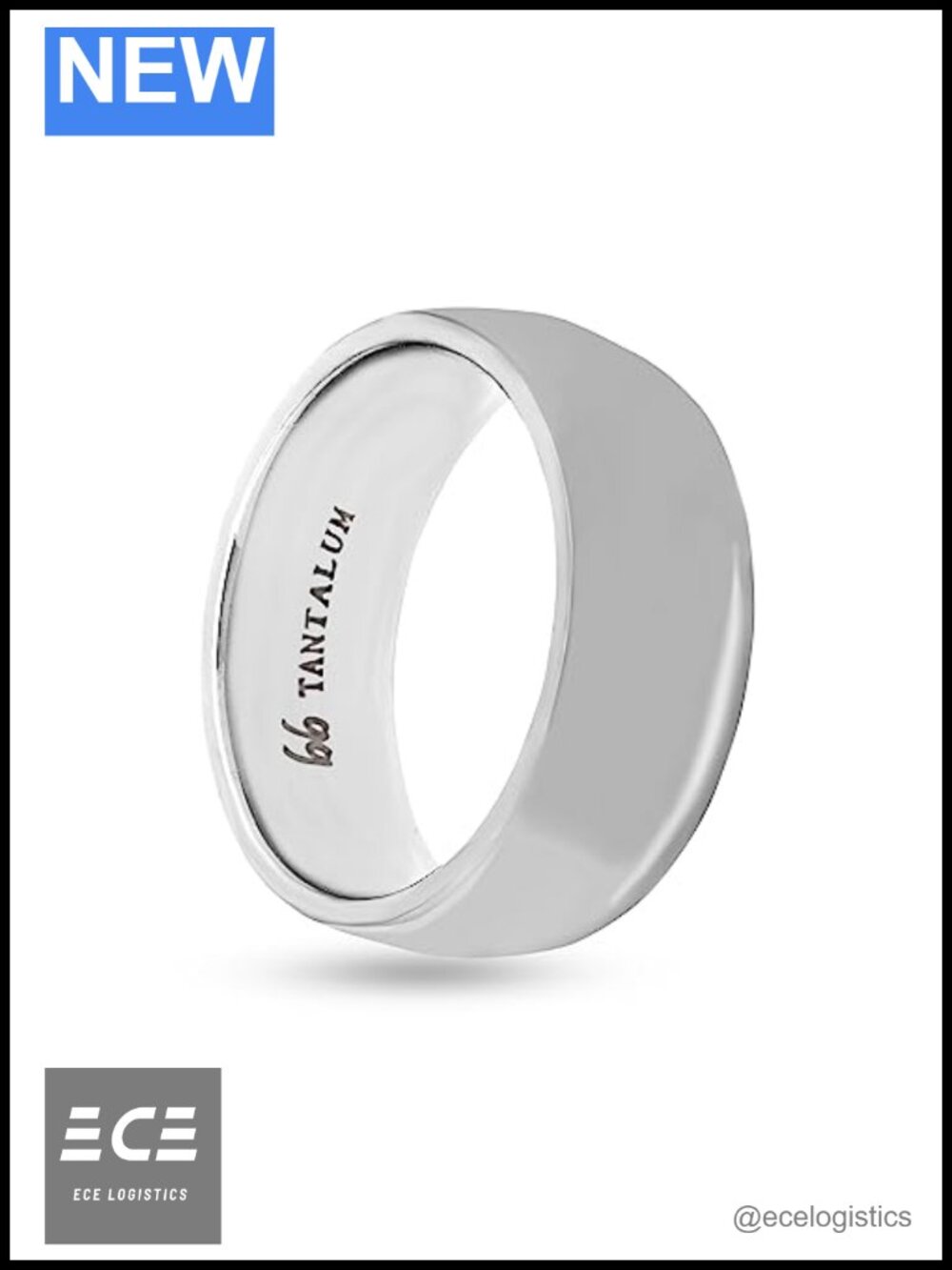 Tantalum Comfort Fit Wedding Band or Fashion Ring 8mm Low Dome